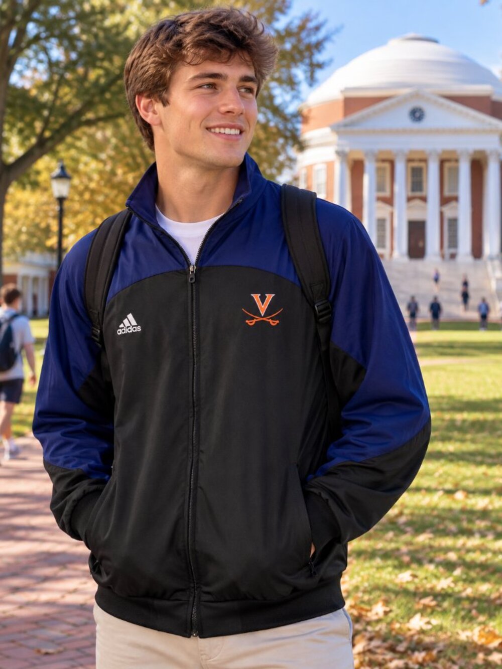 Adidas University of Virginia UVA Cavaliers Track Jacket Men’s Medium Blue Black